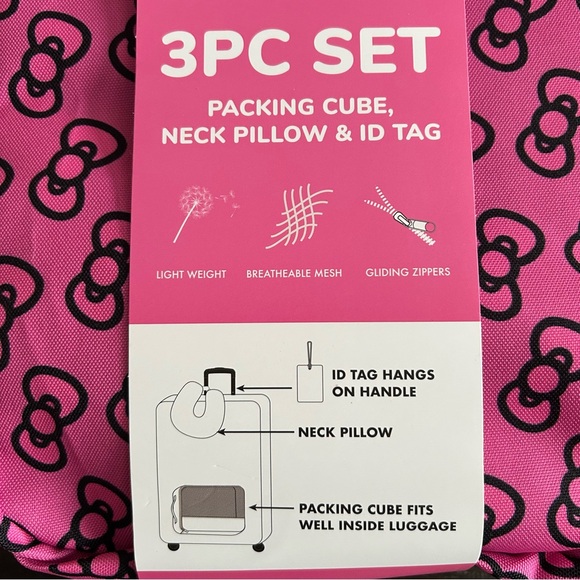 *NEW* Hello Kitty 3pc travel set: neck pillow, luggage tag & packing cube - Picture 8 of 12